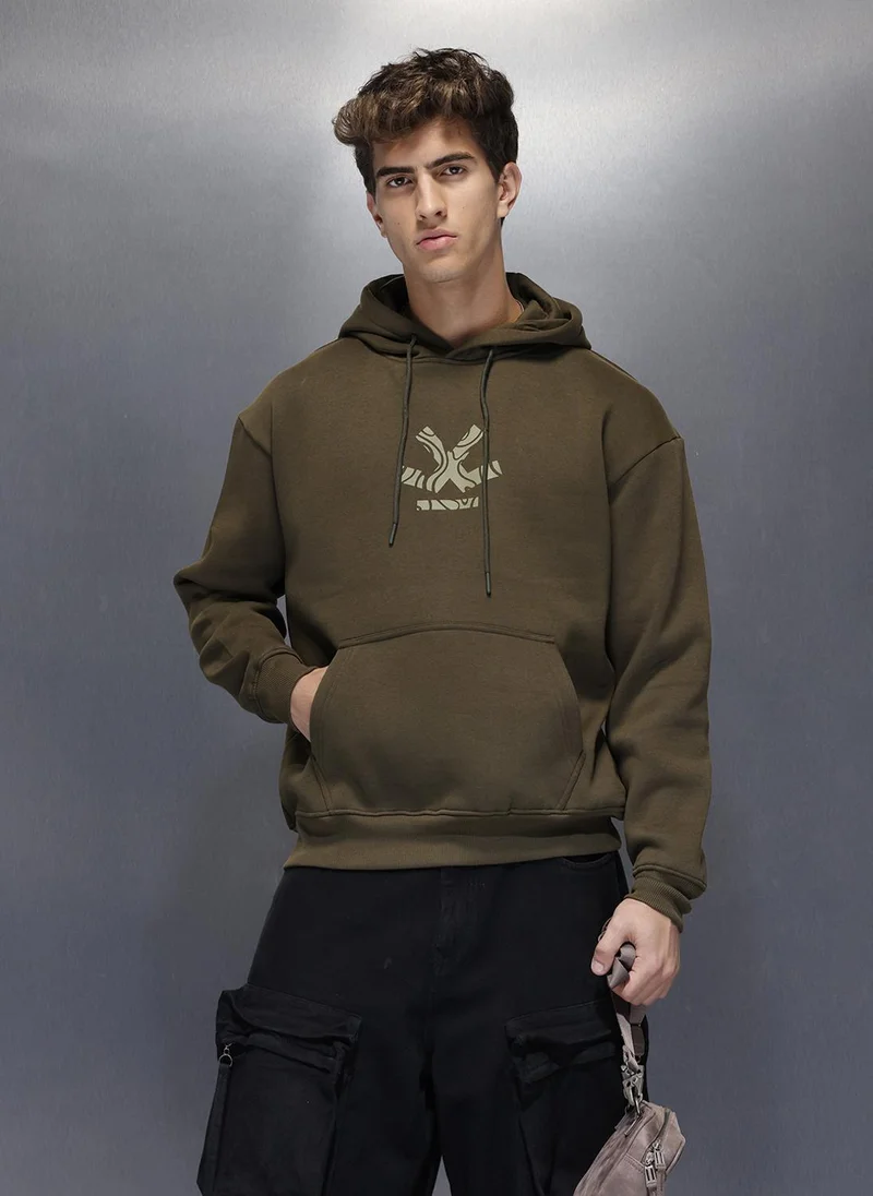 روجن Men’s Olive Core Emblem Hoodie | Olive